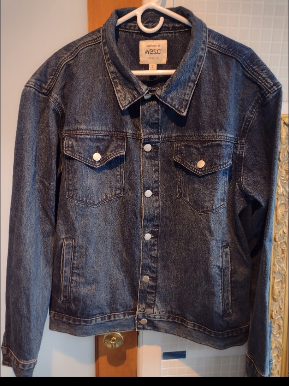 WESC Conspiracy Denim Jacket in Dark Blue